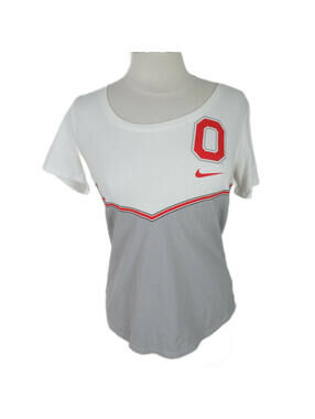 Ohio State Buckeyes Womens Athletic Cut Scoop Neck White Gray T Shirt Nike M